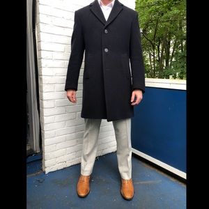 Tommy Hilfiger Wool/Cashmere Blend Navy Overcoat